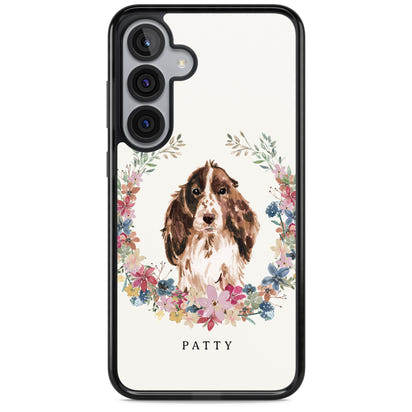 Personalised Cocker Spaniel Floral Portrait