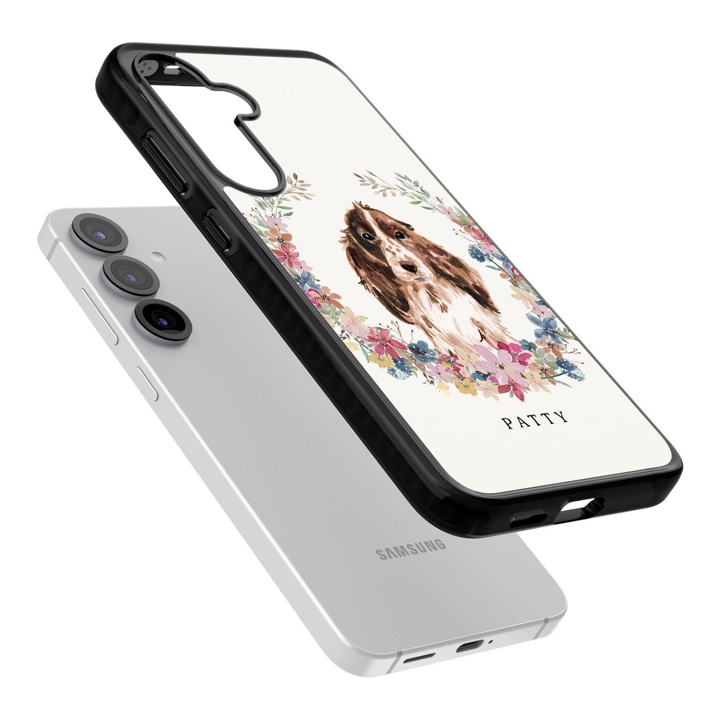 Personalised Cocker Spaniel Floral Portrait