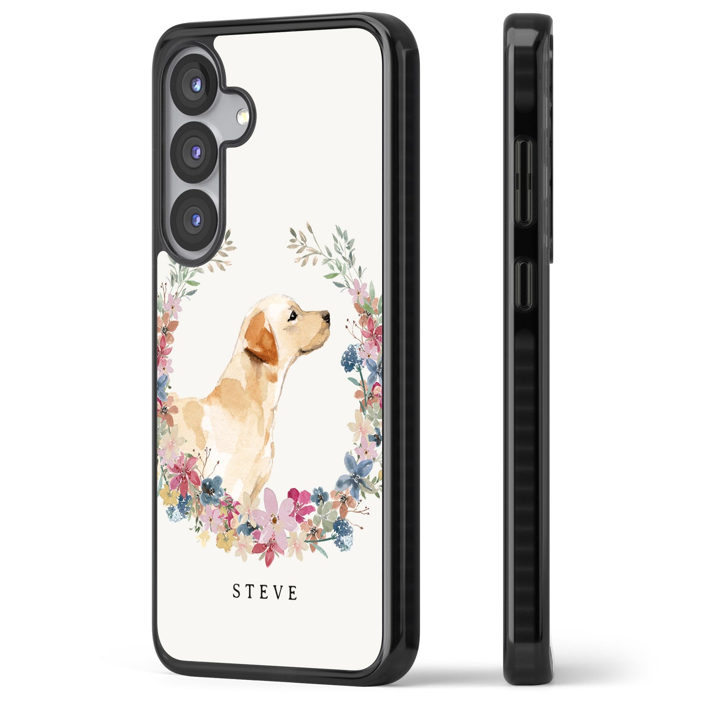 Personalised Yellow Labrador Floral Portrait