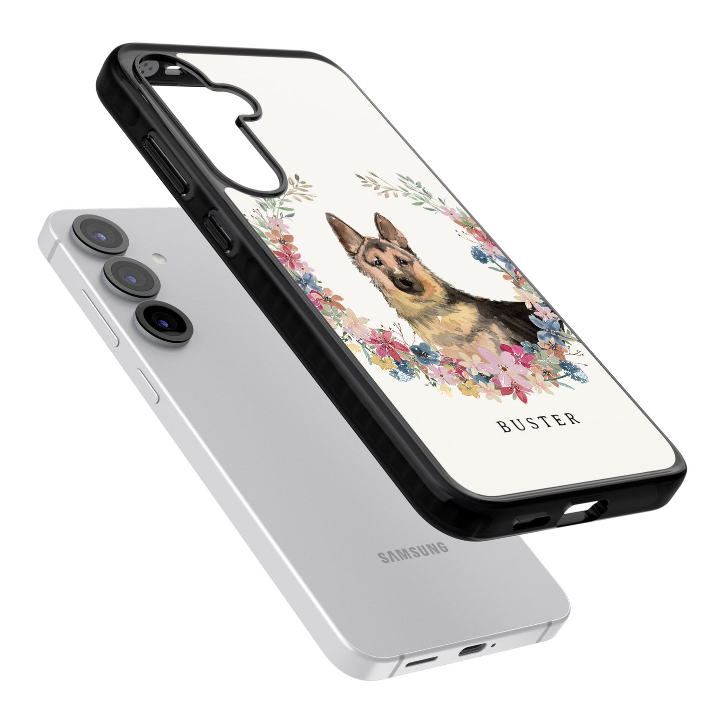 Personalised German Shepherd Floral Portrait