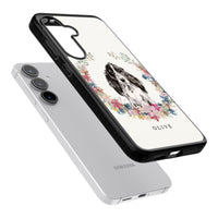 Personalisiertes Blumenporträt eines schwarzen Cocker Spaniels