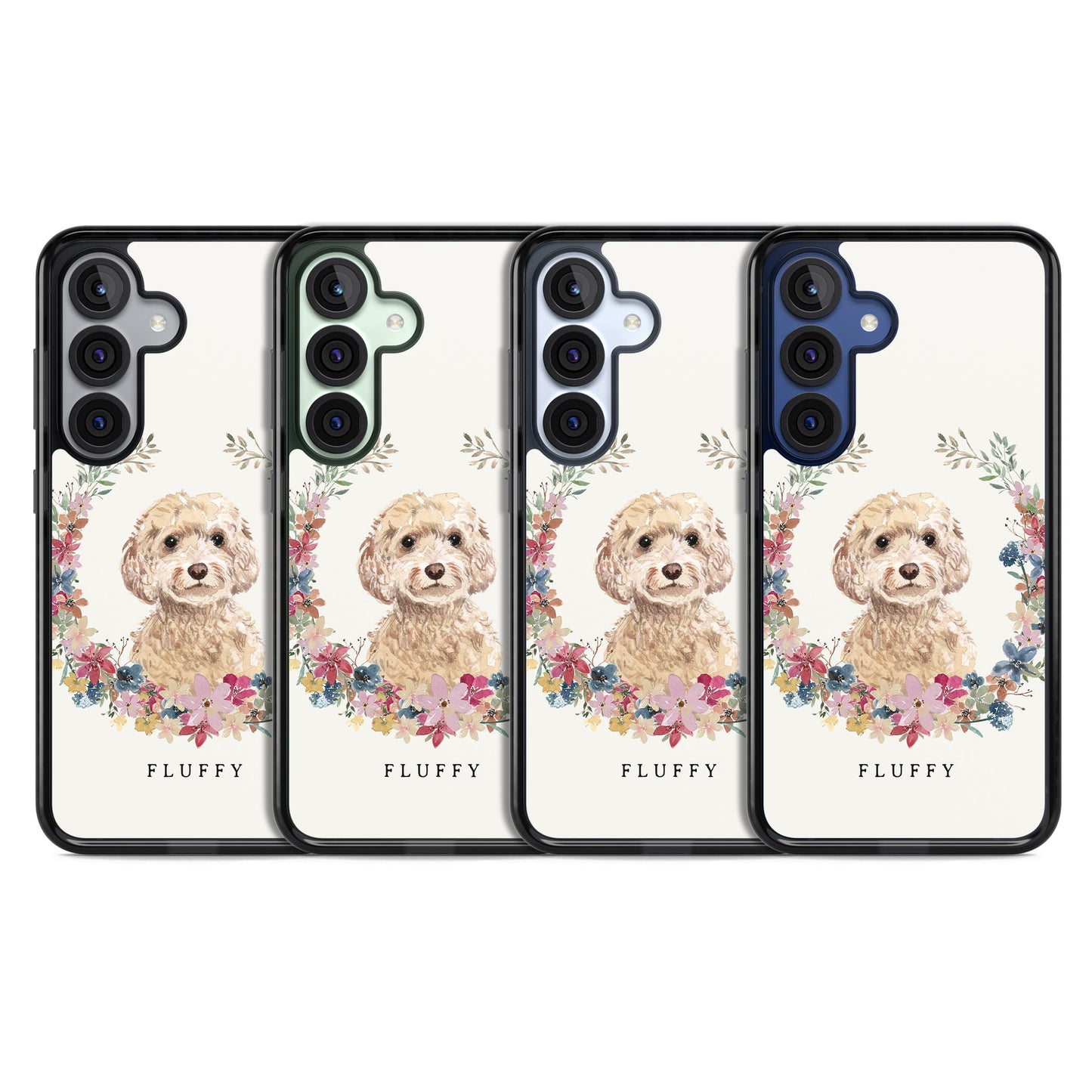 Personalised Champagne Cockapoo Floral Portrait