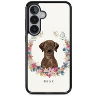 Personalised Chocolate Labrador Floral Portrait