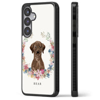 Personalised Chocolate Labrador Floral Portrait