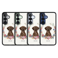 Personalised Chocolate Labrador Floral Portrait