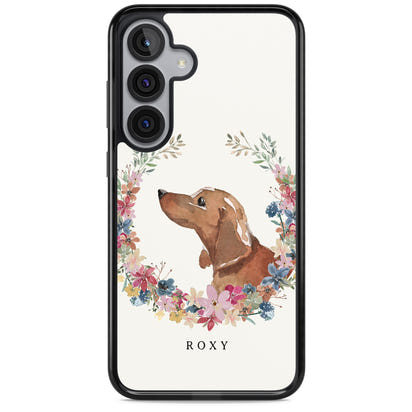 Personalised Tan Dachshund Floral Portrait
