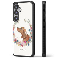 Personalised Tan Dachshund Floral Portrait