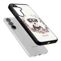 Personalised Watercolor Schnauzer Floral Portrait