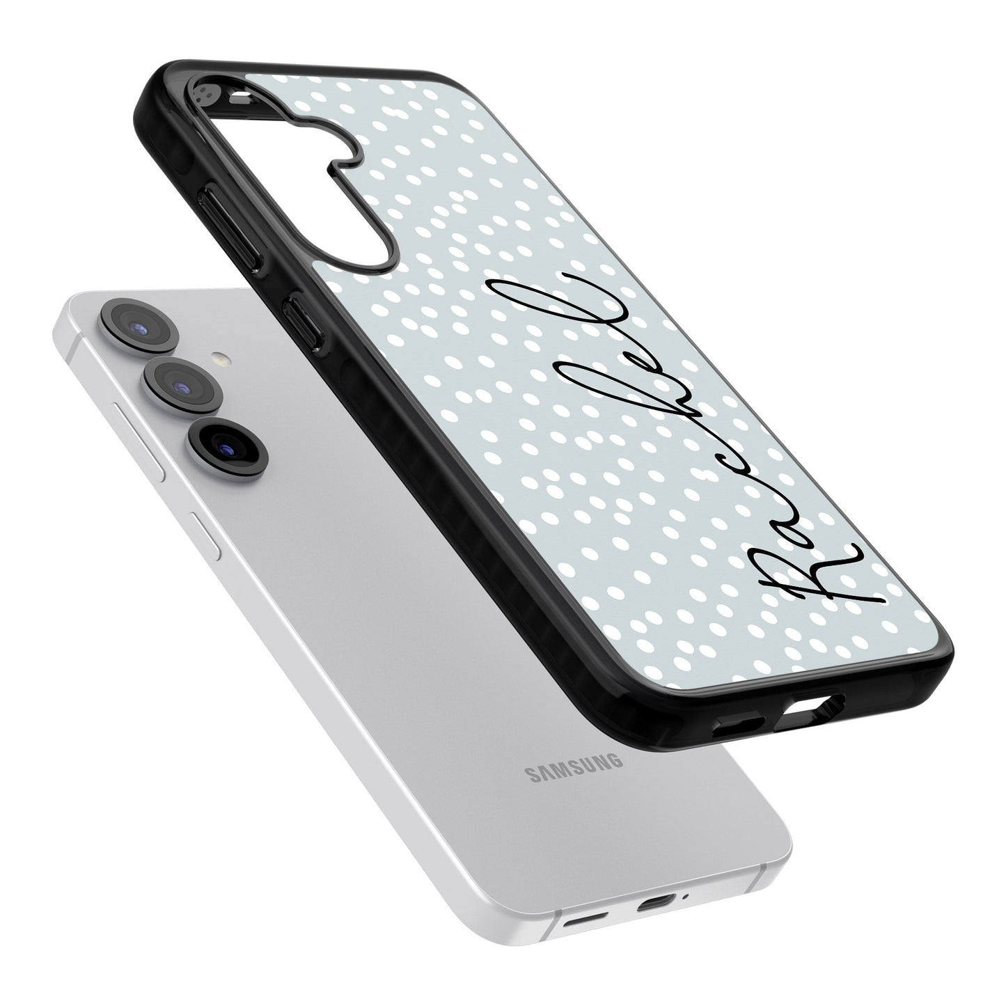 Écriture cursive verticale personnalisée et points