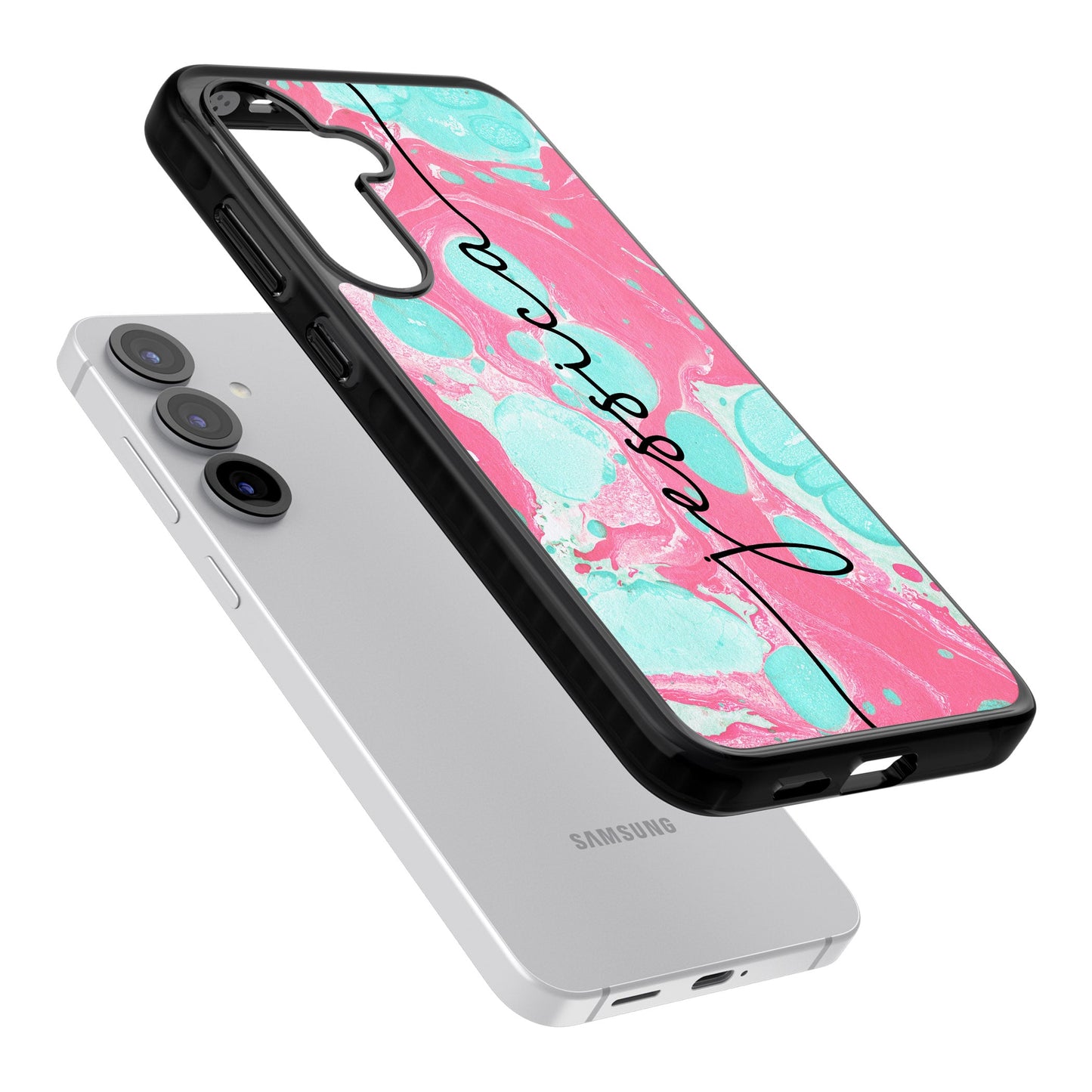 Personalised Turquoise & Pink Marbled