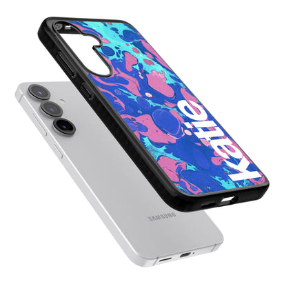 Personalisiertes marineblau-türkisfarbenes Marmor-Design