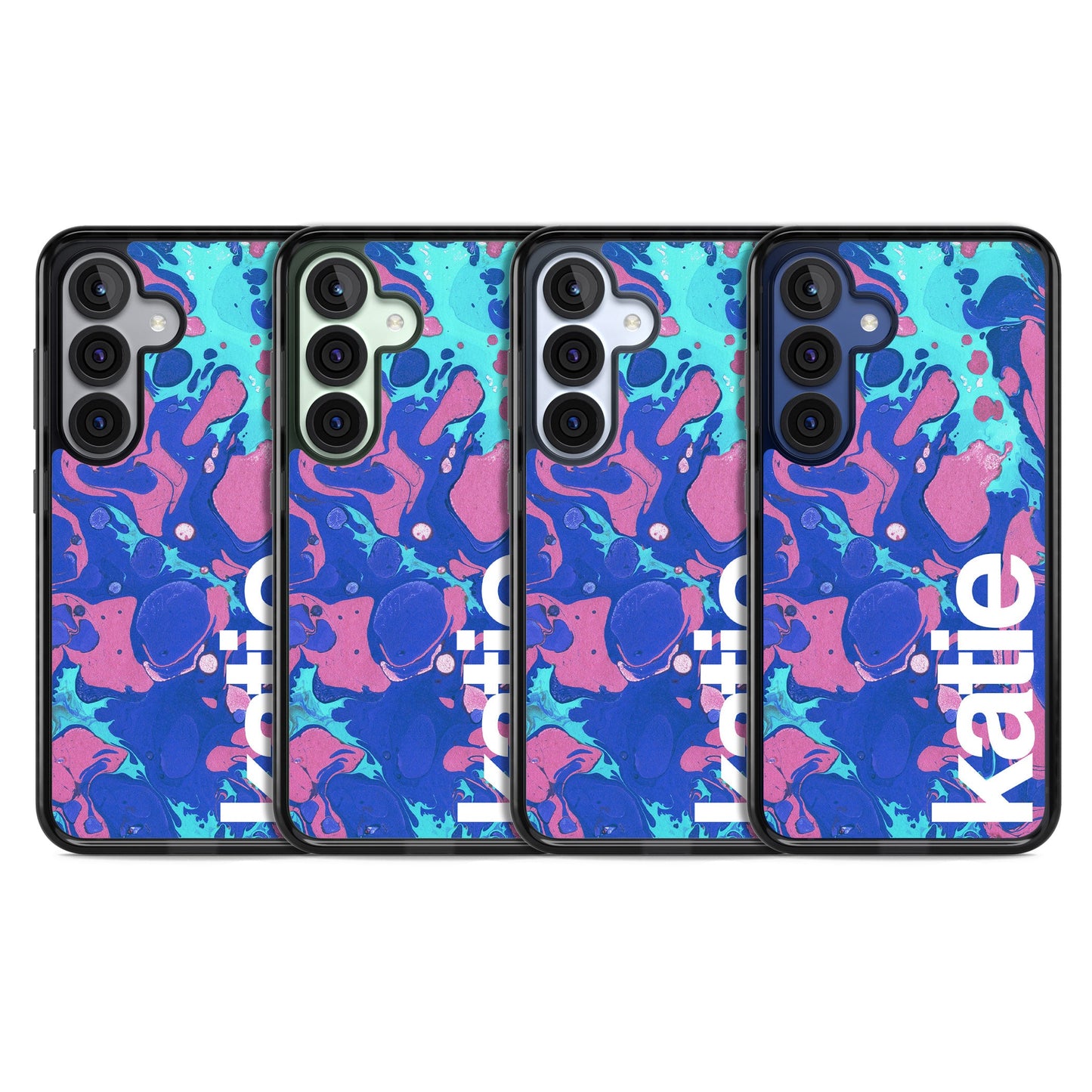 Personalisiertes marineblau-türkisfarbenes Marmor-Design