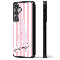 Personalised Pink Stripes & Monogram