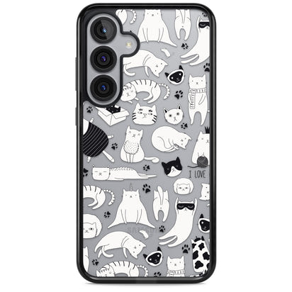 Cartoon Cat Collage Black & White