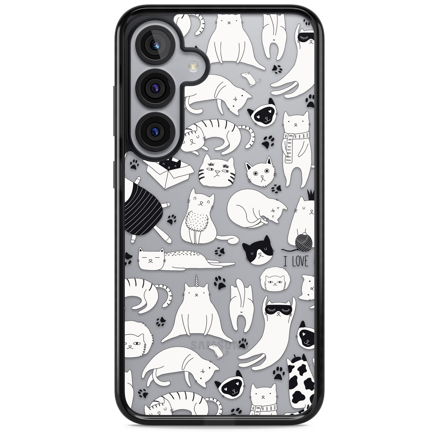 Cartoon Cat Collage Black & White