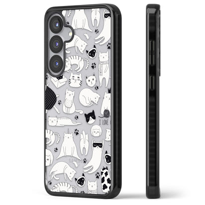 Cartoon Cat Collage Black & White