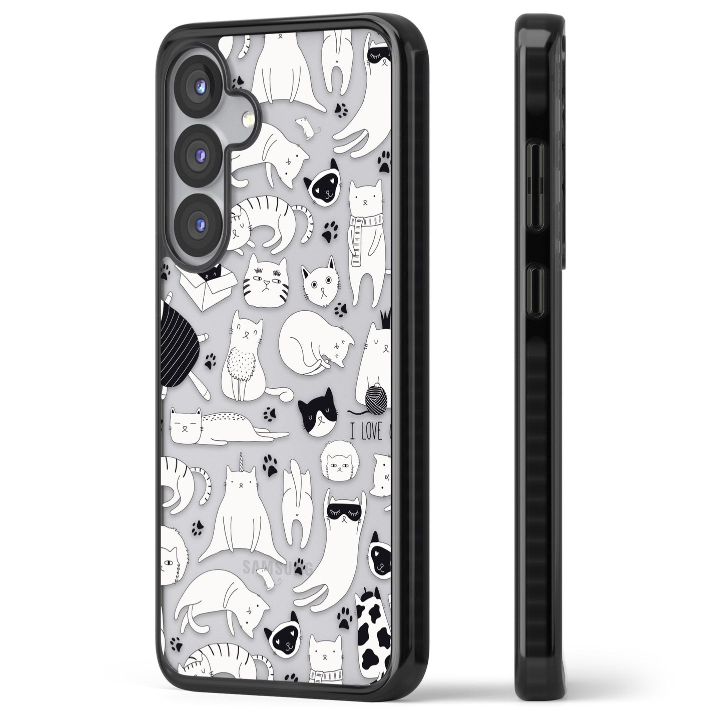 Cartoon Cat Collage Black & White