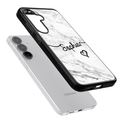 Personalised White Marble Heart