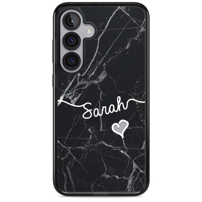 Personalised Black Marble Heart