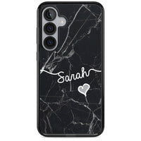 Personalised Black Marble Heart