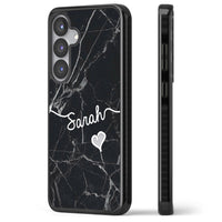 Personalised Black Marble Heart