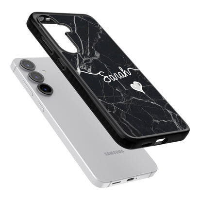 Personalised Black Marble Heart