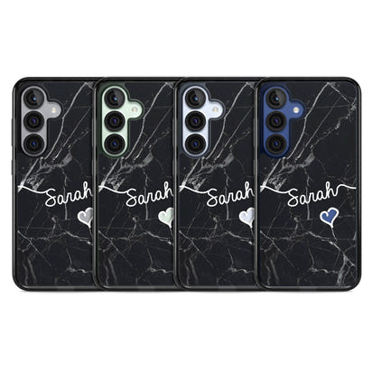 Personalised Black Marble Heart