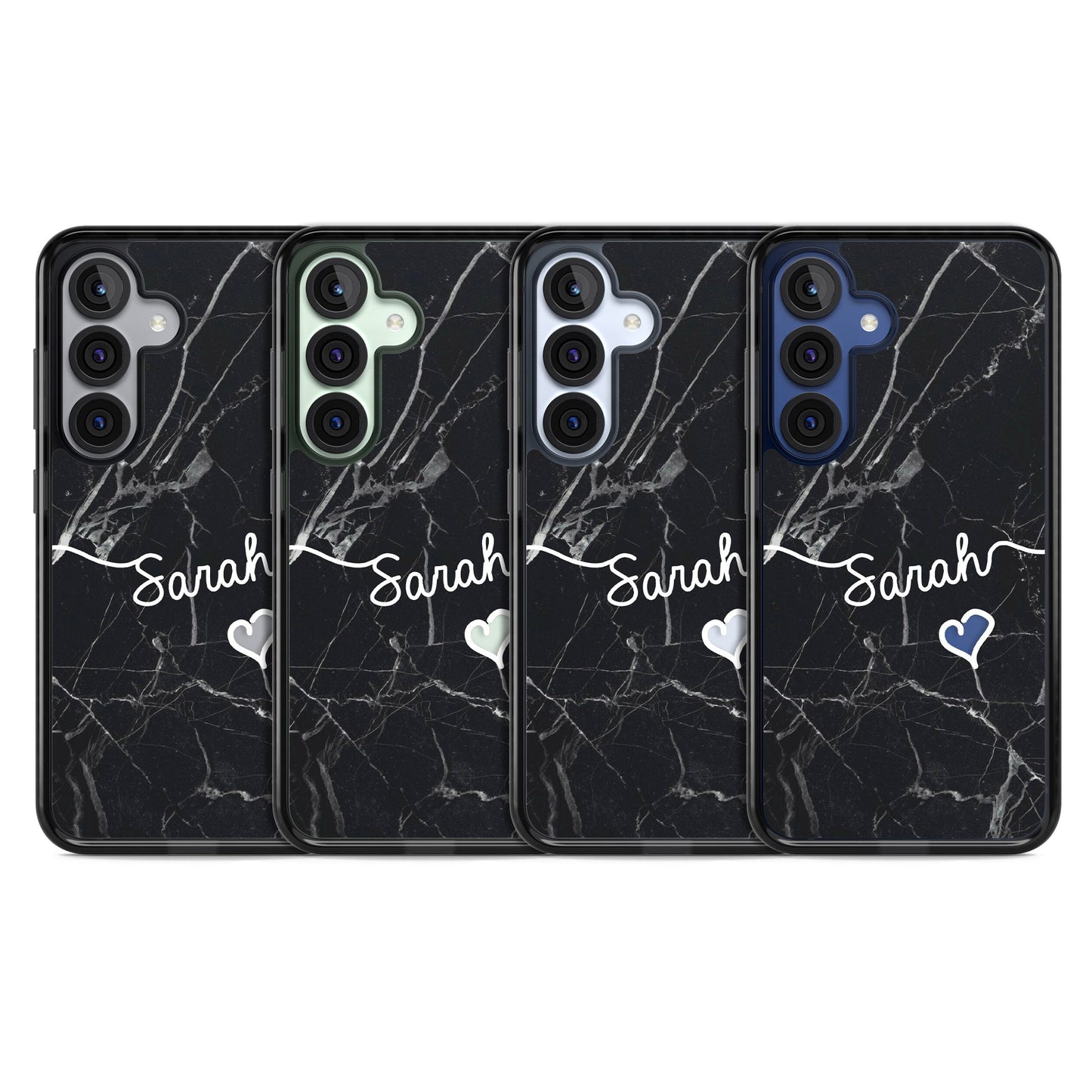 Personalised Black Marble Heart