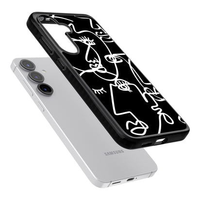 Art abstrait au trait blanc et noir