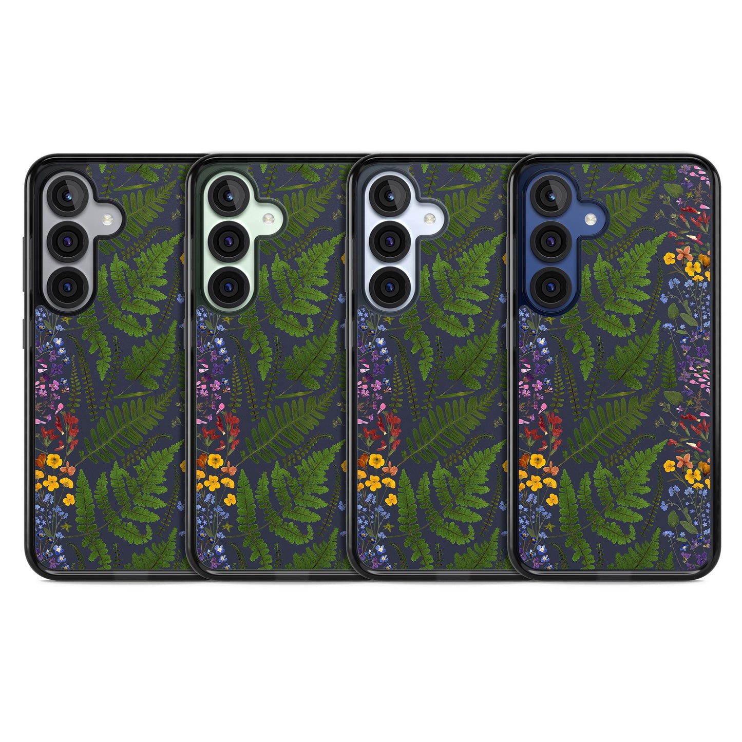 Busy Floral And Fern Design Navy