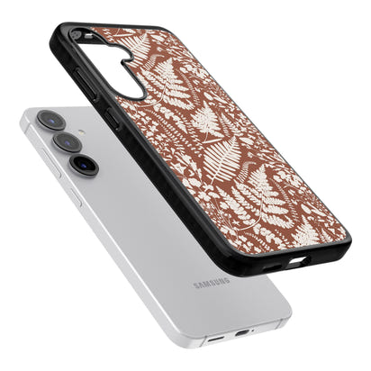 Fleurs sauvages et fougères sur terre cuite