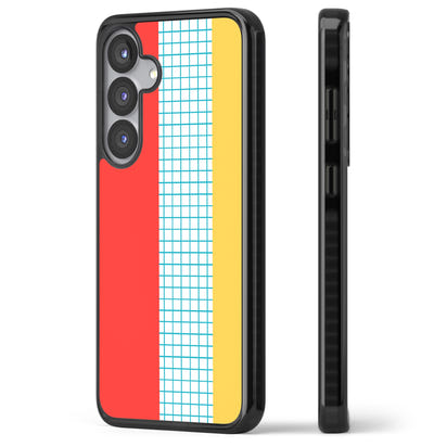 Grille abstraite rouge, bleue, jaune