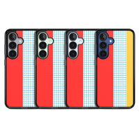 Grille abstraite rouge, bleue, jaune