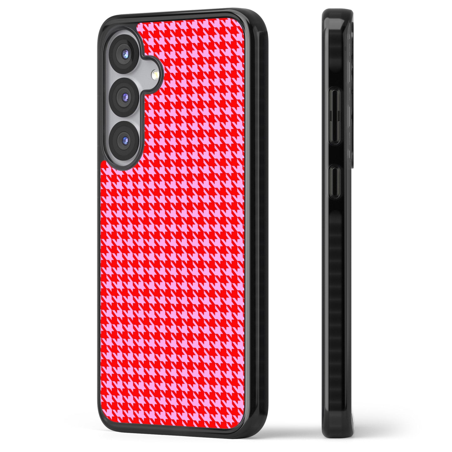 Pied-de-poule rose fluo et rouge