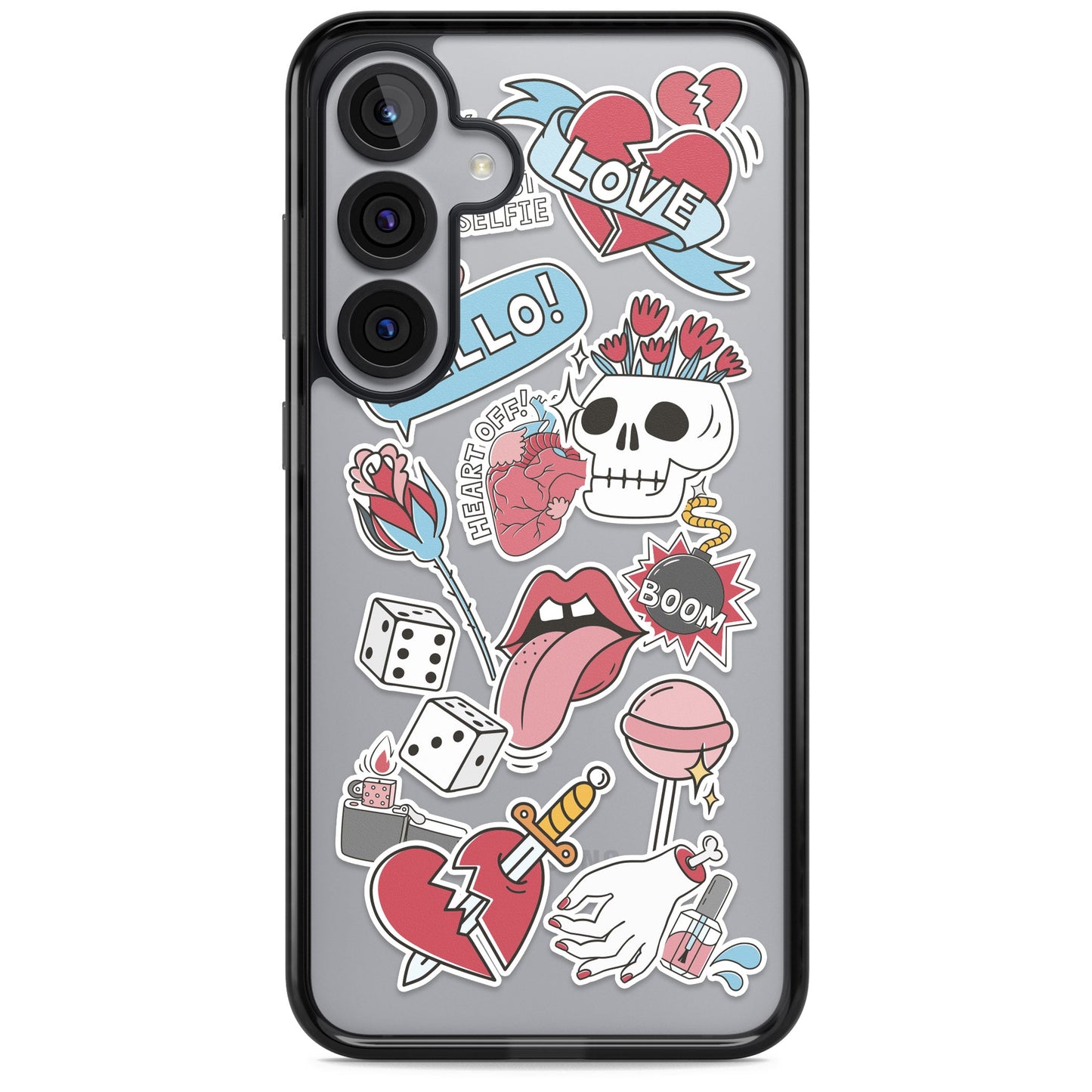 Autocollants Crâne et Fleurs