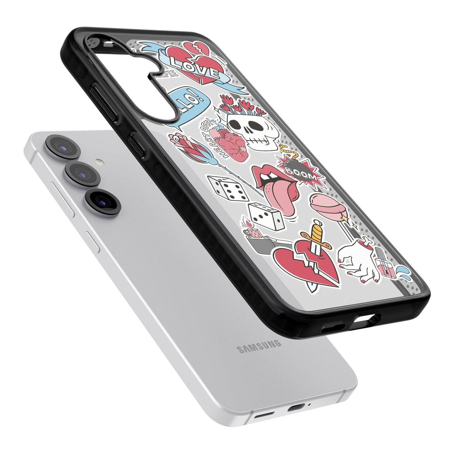 Autocollants Crâne et Fleurs