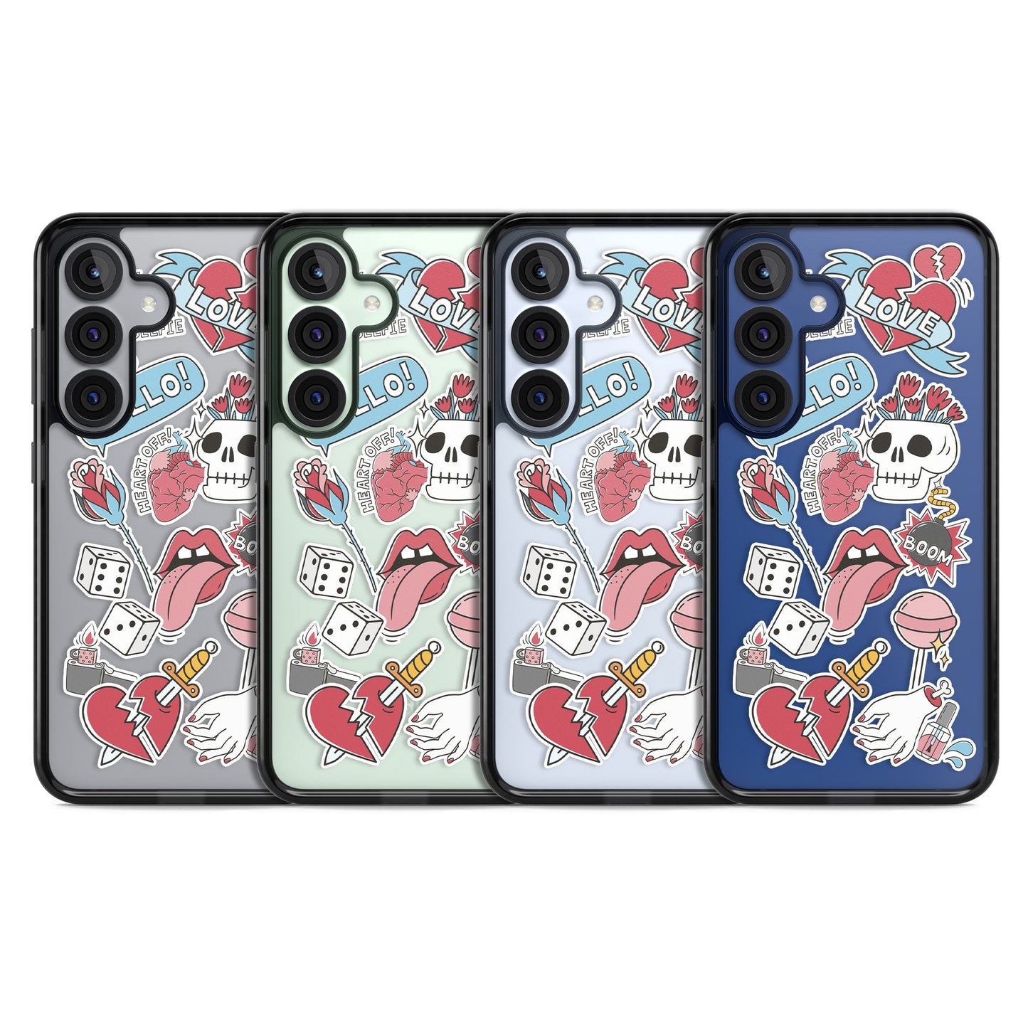 Autocollants Crâne et Fleurs