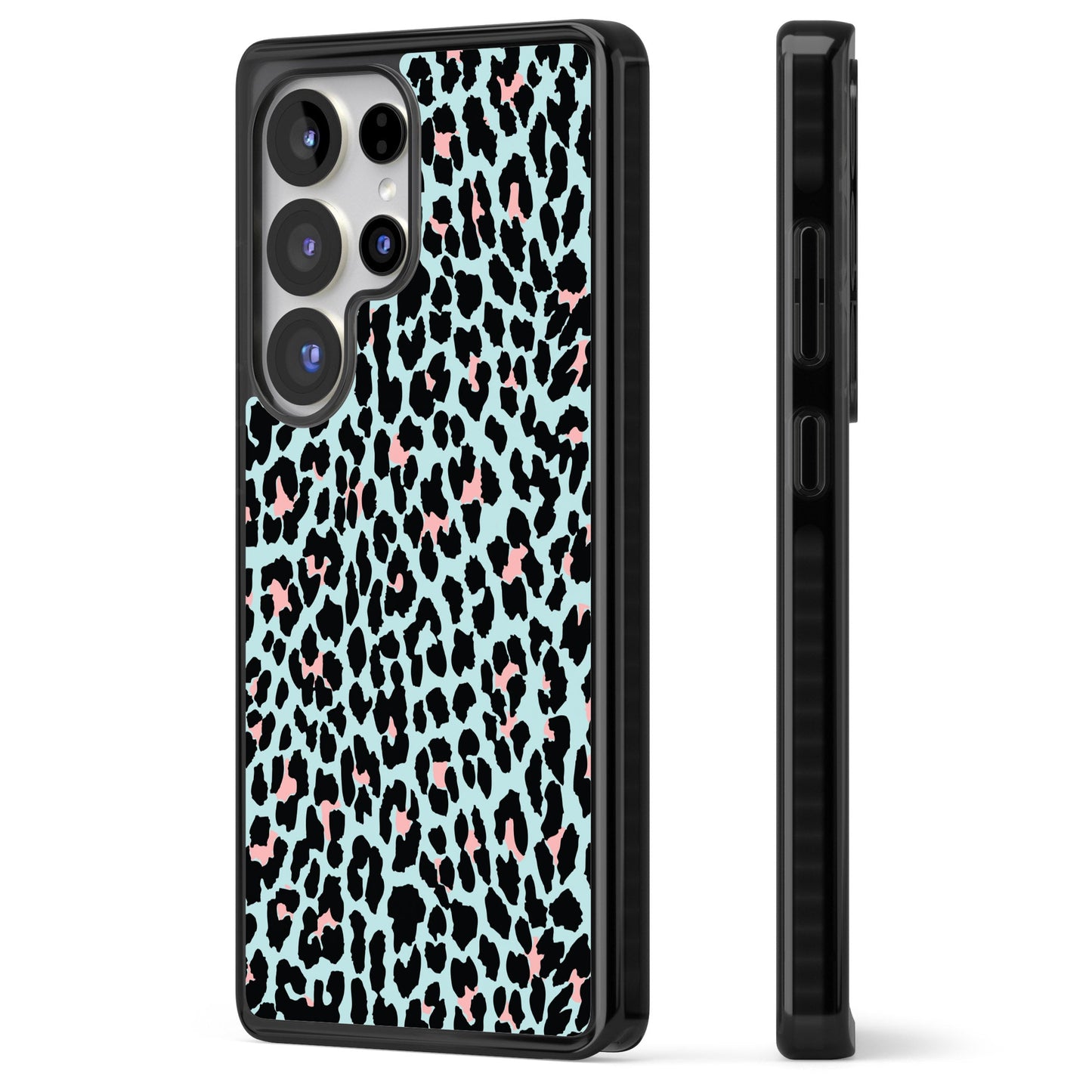 Leopardenmuster in Pastellblau und Rosa