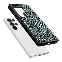 Leopardenmuster in Pastellblau und Rosa