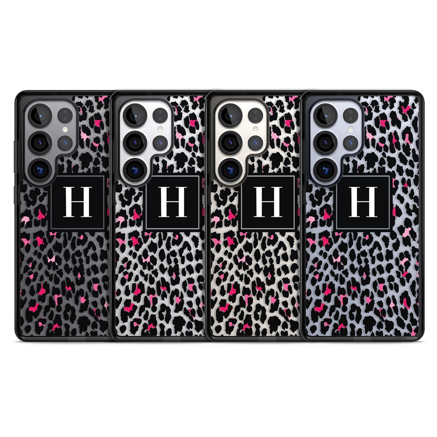 Personalised Clear Pink Leopard Monogram