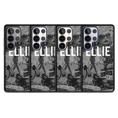 Personalisierte Vintage-Collage in Graustufen