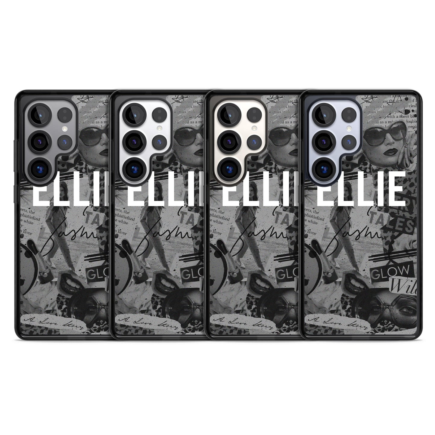 Personalisierte Vintage-Collage in Graustufen