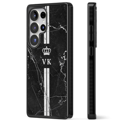 Personalised Black Marble Stripe Initials