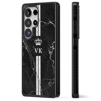 Personalised Black Marble Stripe Initials