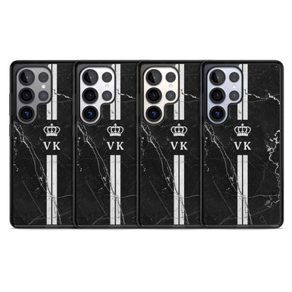 Personalised Black Marble Stripe Initials