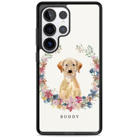 Portrait floral personnalisé d'un Labrador Retriever jaune