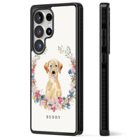 Portrait floral personnalisé d'un Labrador Retriever jaune