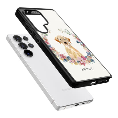 Portrait floral personnalisé d'un Labrador Retriever jaune