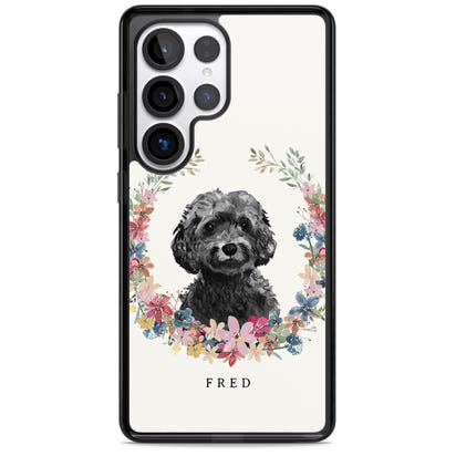 Personalised Black Cockapoo Floral Portrait