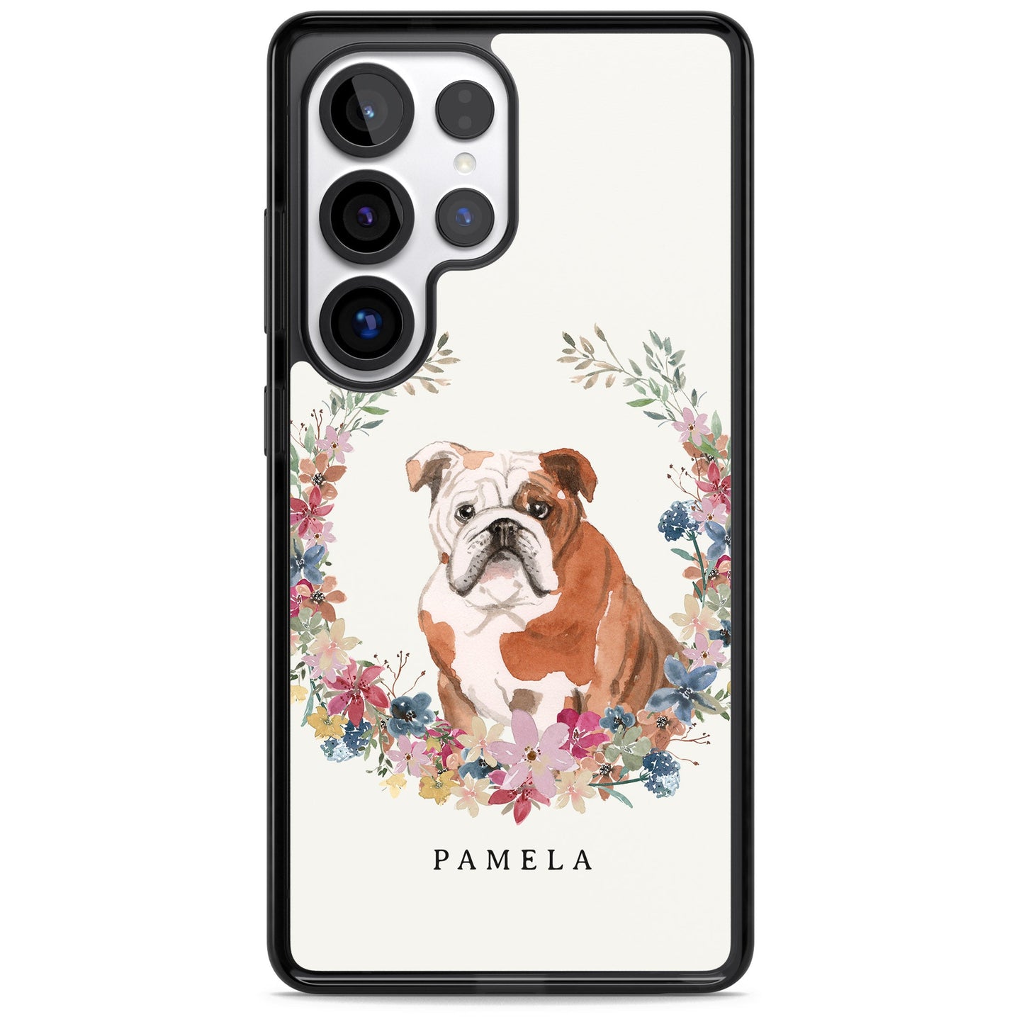 Personalised English Bulldog Floral Portrait